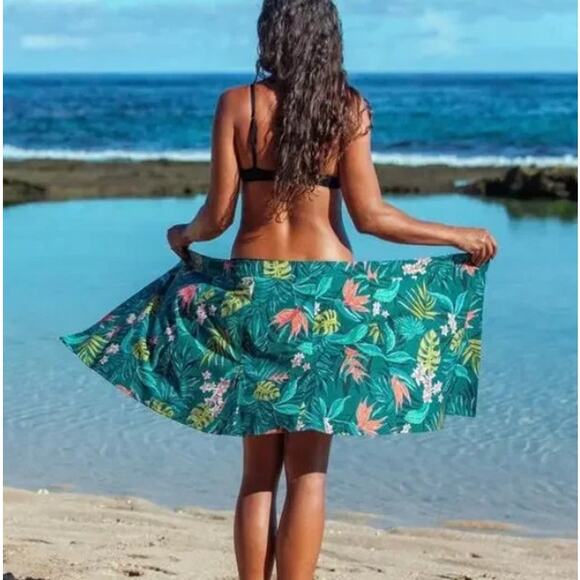 Rip Skirt Hawaii Vintage Bali Jungle Skirt Womens Large Green Tropical Floral - Picture 7 of 10